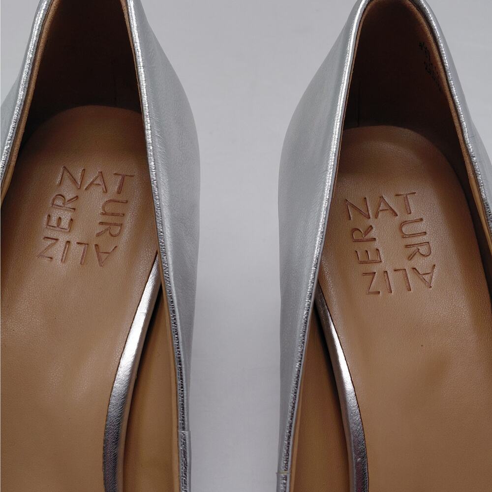Naturalizer Women's Pumps Size 8.5M Silver Metallic Leather Pointed Toe Heels - Picture 4 of 16